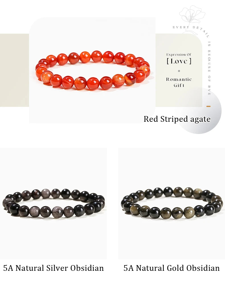 Pulsera de Cuentas de Piedra Natural – Pulsera de Gemas de Amatista, Ojo de Tigre, Cuarzo Cristal y Ágata para Mujeres y Hombres, Regalo de Joyería de Energía Reiki