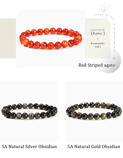 Pulsera de Cuentas de Piedra Natural – Pulsera de Gemas de Amatista, Ojo de Tigre, Cuarzo Cristal y Ágata para Mujeres y Hombres, Regalo de Joyería de Energía Reiki