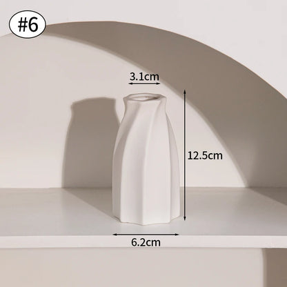 Florero Nórdico de Cerámica Blanca – Jarrón Decorativo Moderno para Sala de Estar, Decoración del Hogar y Escritorio