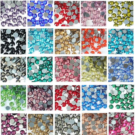 Set de diamantes de imitación de fijación en caliente de 1440 piezas – Piedras de cristal brillante de base plana para decoración de uñas, ropa y manualidades