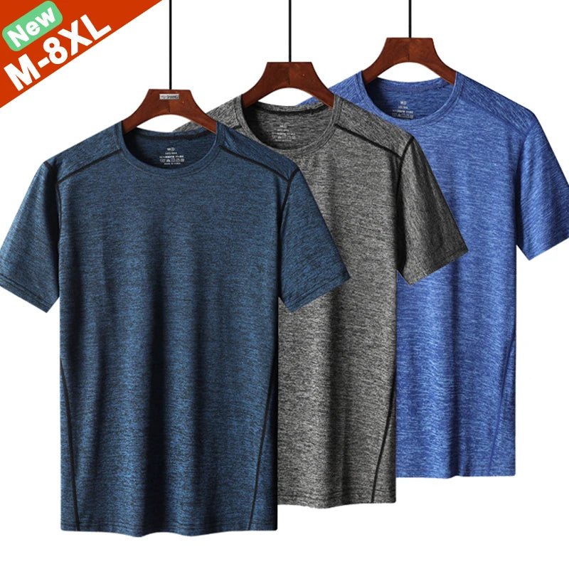 Men's 6XL-8XL Summer T-Shirt – Plus Size Casual Basic Tee with Raglan Sleeves, Lightweight Sporty Top for Everyday Wear