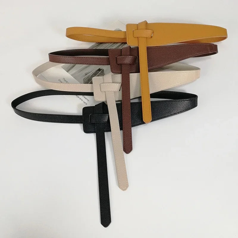 Women's Designer-Style Knot Waist Belt – Soft PU Leather Wide Cummerbund for Coats, Dresses & Fashion Outfits, Elegant Waistband Accessory