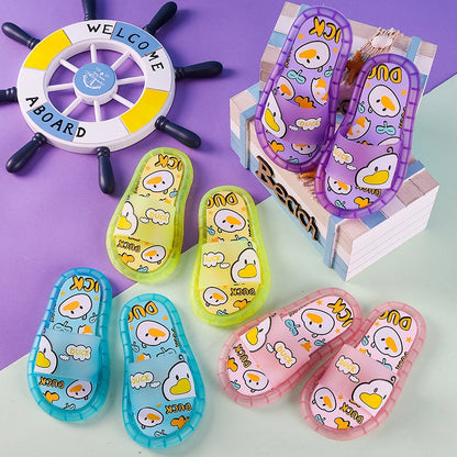 Zuecos LED con luces para niños, bonitas pantuflas de cristal con dibujos animados para niños y niñas