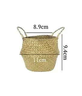 Panier en osier tressé en algues marines, pot de fleurs suspendu en rotin – Panier de rangement tressé naturel pour la lessive, les plantes, l'organisation de la maison et la décoration suspendue WF1015