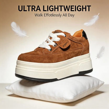 Zapatillas deportivas de mujer con cuña oculta, plataforma de 9 cm, calzado grueso cómodo e informal para caminar