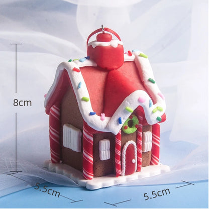 5PCS Gingerbread House Christmas Ornaments – Holiday Tree Hanging Decorations with Rope, Gingerbread House Decor for Xmas & Home