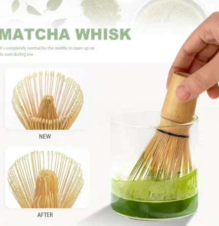 Matcha Tea Set with Bamboo Whisk, Tea Spoon & Brush – Traditional Japanese Tea Ceremony Kit