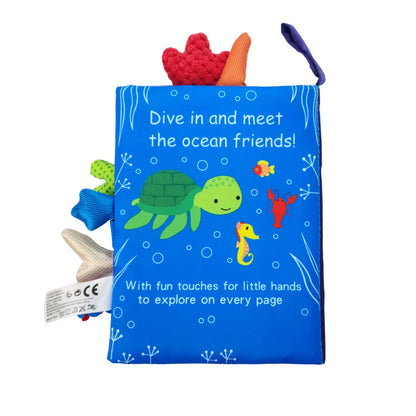 Livre en tissu éducatif pour bébés – Jouet d'apprentissage pour nourrissons de 0 à 36 mois, livre sensoriel d'éveil avec papier bruissant, hochet en queue, activité de puzzle interactive parent-enfant pour tout-petits