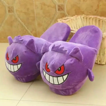 Chaussons en peluche Gengar Pokémon – Chaussures d'intérieur d'hiver chaudes antidérapantes au design de langue amusant de dessin animé
