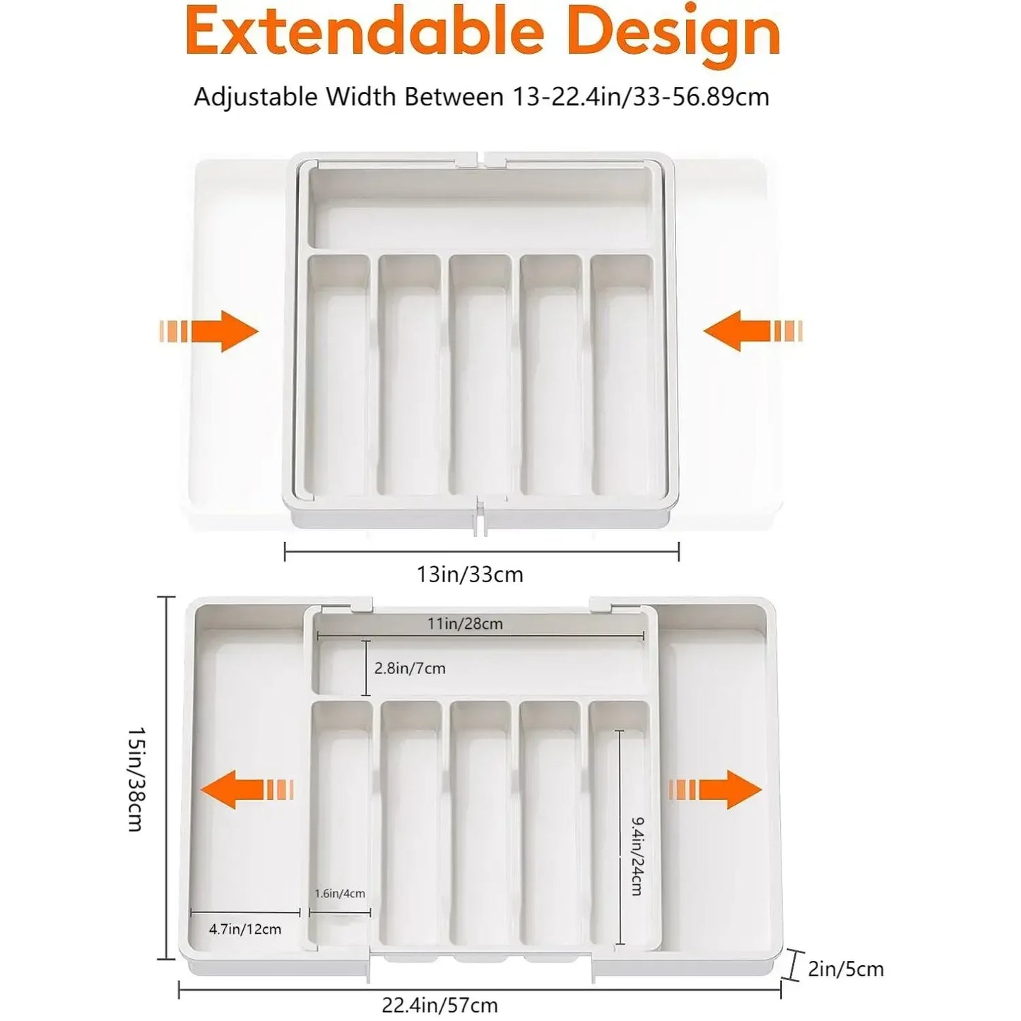 Adjustable Flatware Drawer Organizer – Plastic Kitchen Utensil Storage Tray for Cutlery, Tableware & Countertop