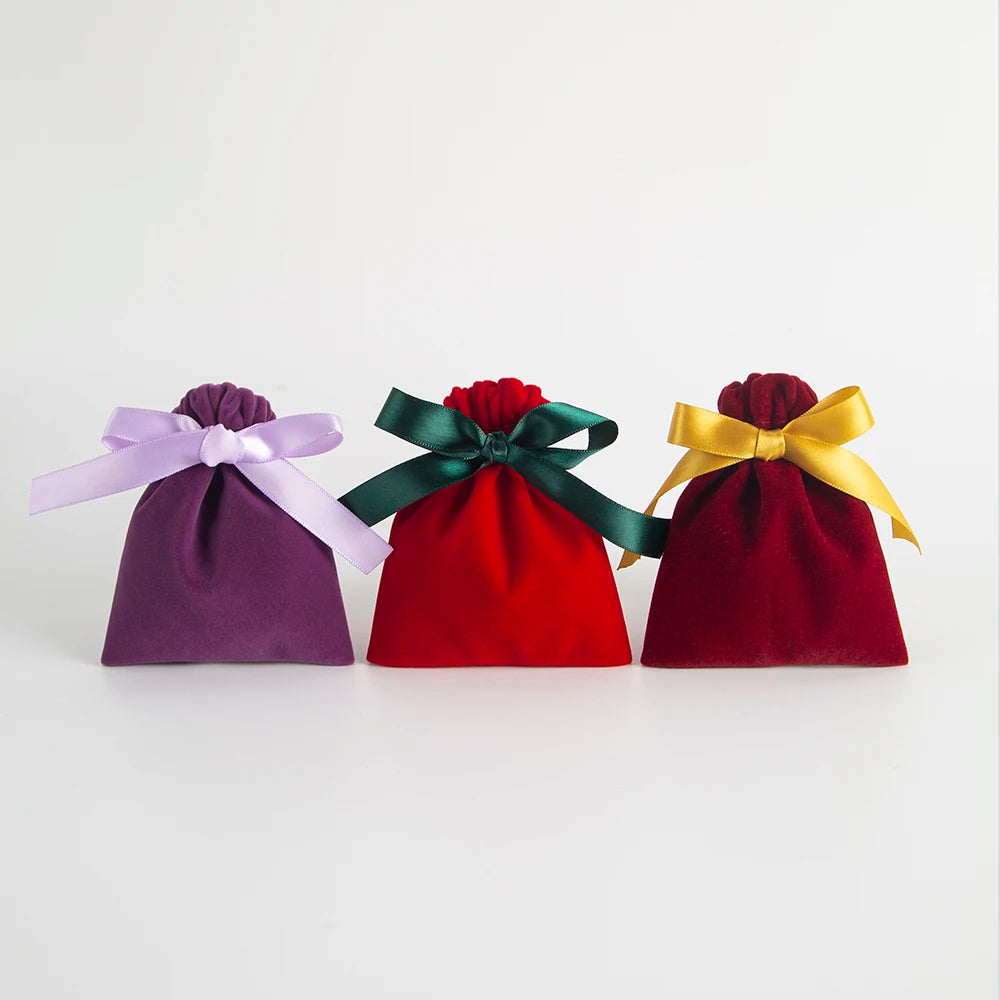 10 Bolsas de Terciopelo con Cordón – Bolsitas de Regalo con Cinta 10x12cm para Empaque de Joyas, Recuerdos de Boda, Almacenamiento de Viaje y Dulces