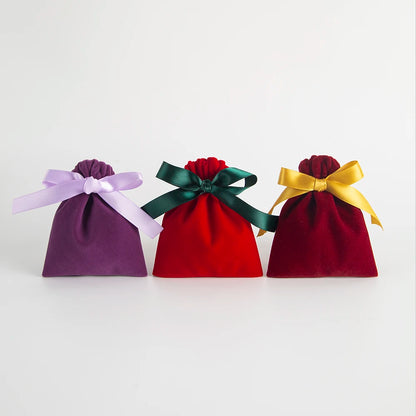 10 Bolsas de Terciopelo con Cordón – Bolsitas de Regalo con Cinta 10x12cm para Empaque de Joyas, Recuerdos de Boda, Almacenamiento de Viaje y Dulces