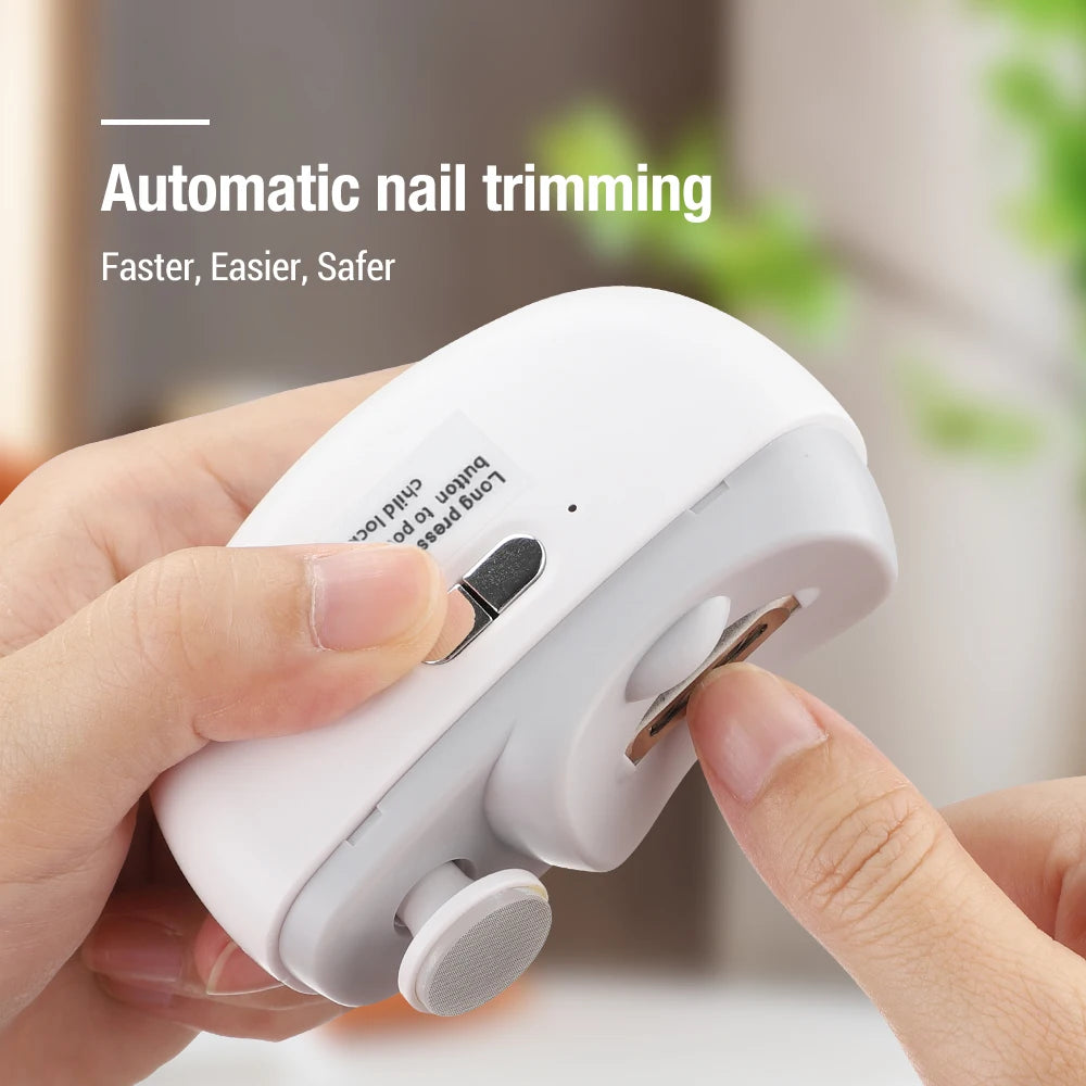 Electric Nail Clipper Trimmer – Rechargeable Baby & Adult Nail Cutter with LED Light, Grinder & Polisher