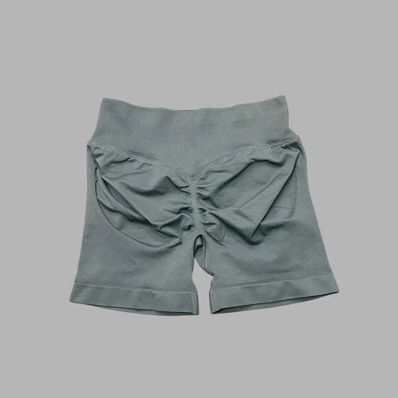 Pantalones cortos de gimnasio sin costuras con efecto Scrunch Butt para mujer – Pantalones cortos de yoga de cintura alta para correr, entrenar, fitness y ropa deportiva