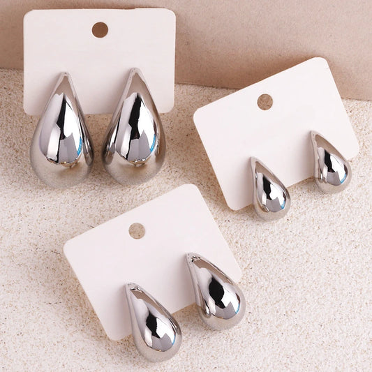 2024 Trendy Gold Color Chunky Waterdrop Earrings – Glossy Teardrop Drop Earrings for Women, Statement Fashion Jewelry Accessories, Personality Style Earrings & Gift