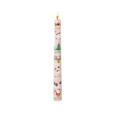 2PCS 10-Inch Christmas Candles – Tall Unscented Xmas Cartoon Candles with Holders, Winter Holiday Table & Home Decor