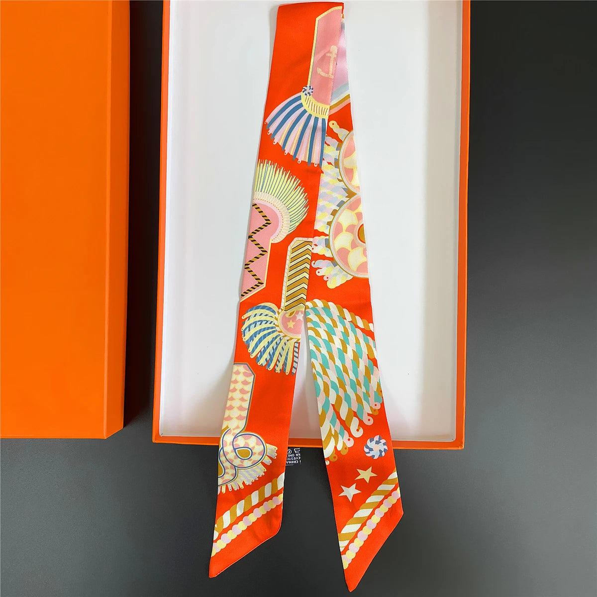 Pañuelo estrecho de sarga de seda 100 % de lujo para mujer, diseño de marca, pañuelo para bolso, pañuelo para el cuello, diadema para el pelo