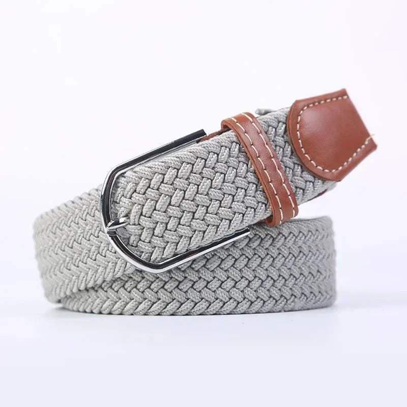 Ceinture élastique tressée unisexe en toile tissée, à boucle ardillon, pour jeans (107/120/130cm)