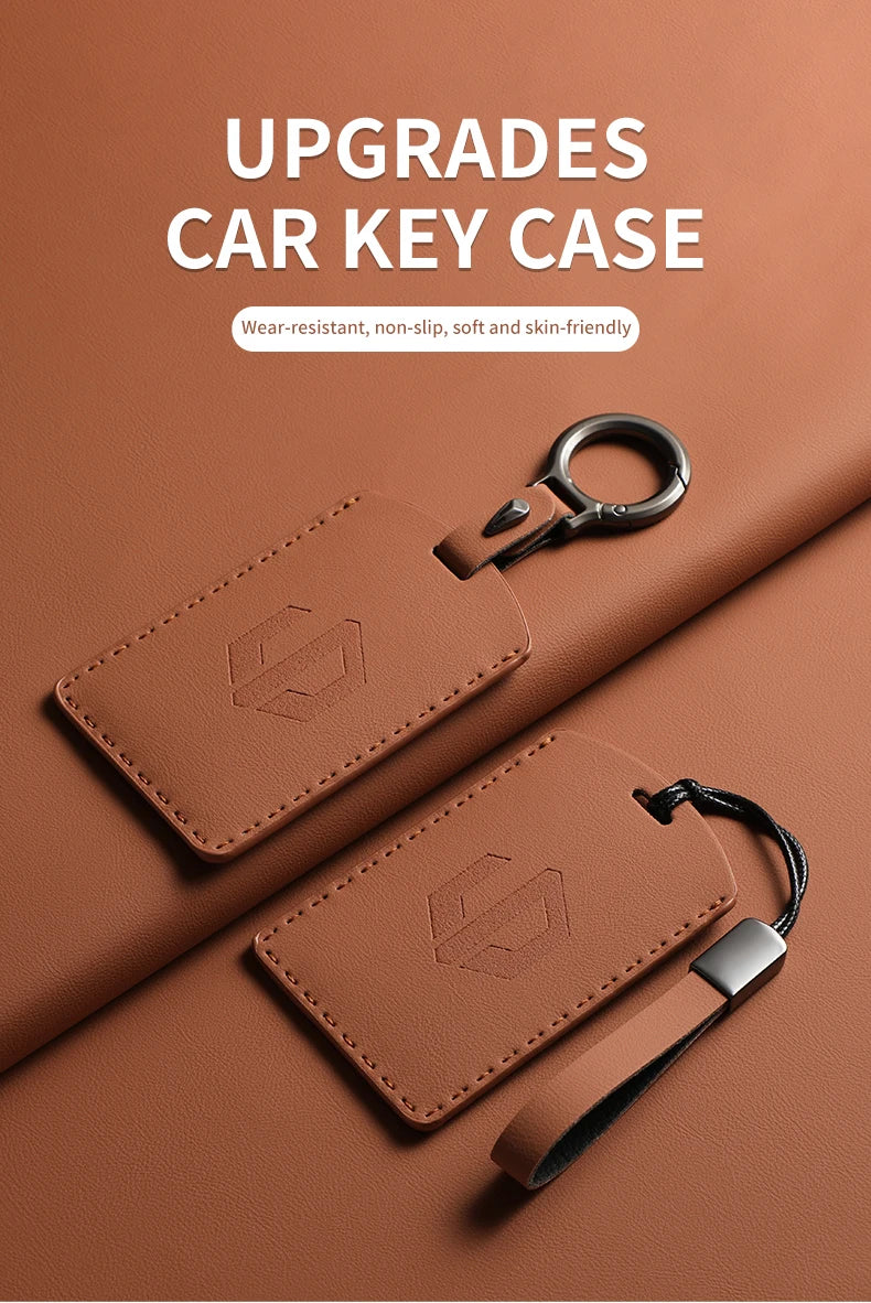 Funda protectora de cuero genuino para llave de coche LEAPMOTOR B01, C10, C11 y C16 – Kit prémium de protección de mando a distancia y tarjeta llave