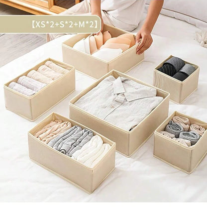 Juego de organizadores plegables de ropa interior de 6/12 piezas – Cajas de almacenamiento para cajones para sujetadores, calcetines, ropa interior y organización de armarios
