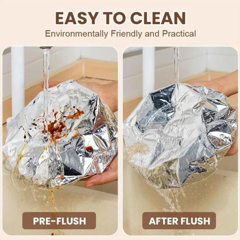 30/50PCS Reusable Stretch Foil Food Covers – Elastic Aluminum Foil Wraps for Bowls, Plates & Food Storage, Kitchen Freshness Covers