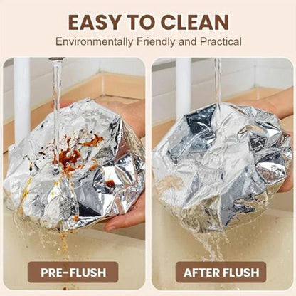 30/50PCS Reusable Stretch Foil Food Covers – Elastic Aluminum Foil Wraps for Bowls, Plates & Food Storage, Kitchen Freshness Covers