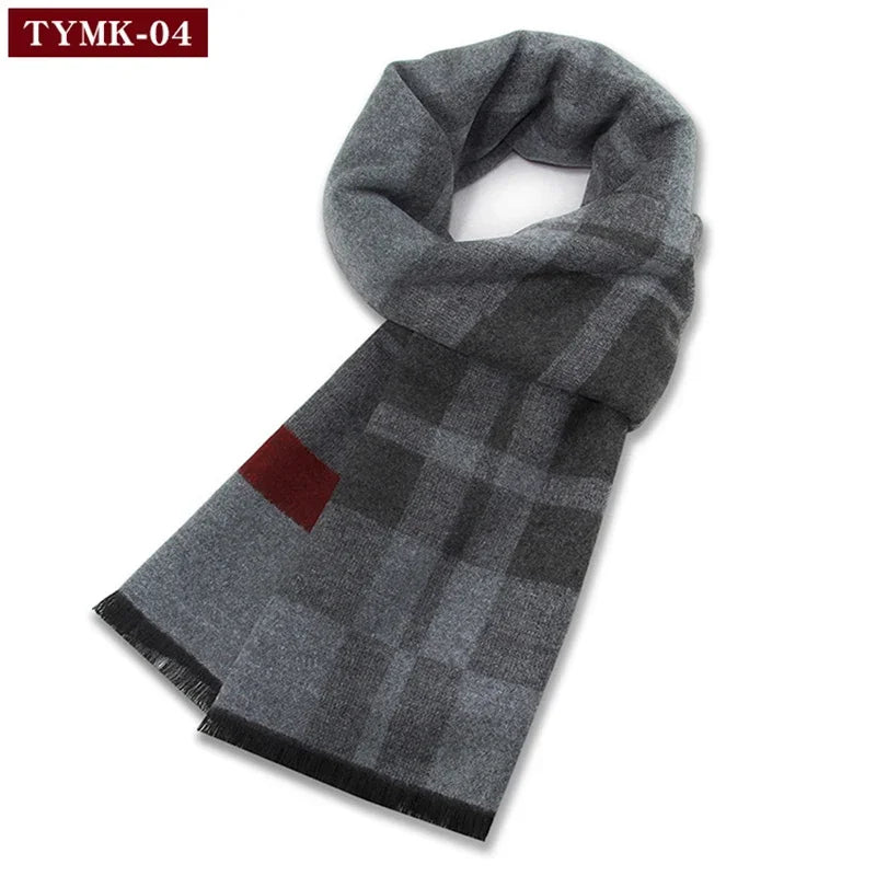 Écharpe d'hiver en imitation cachemire pour homme, douce à carreaux, chaude en mélange de laine, longue, châle, cache-col