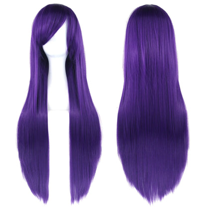 80cm Long Straight Multicolor Heat-Resistant Synthetic Cosplay Wig – Anime Halloween Party Costume Hairpiece