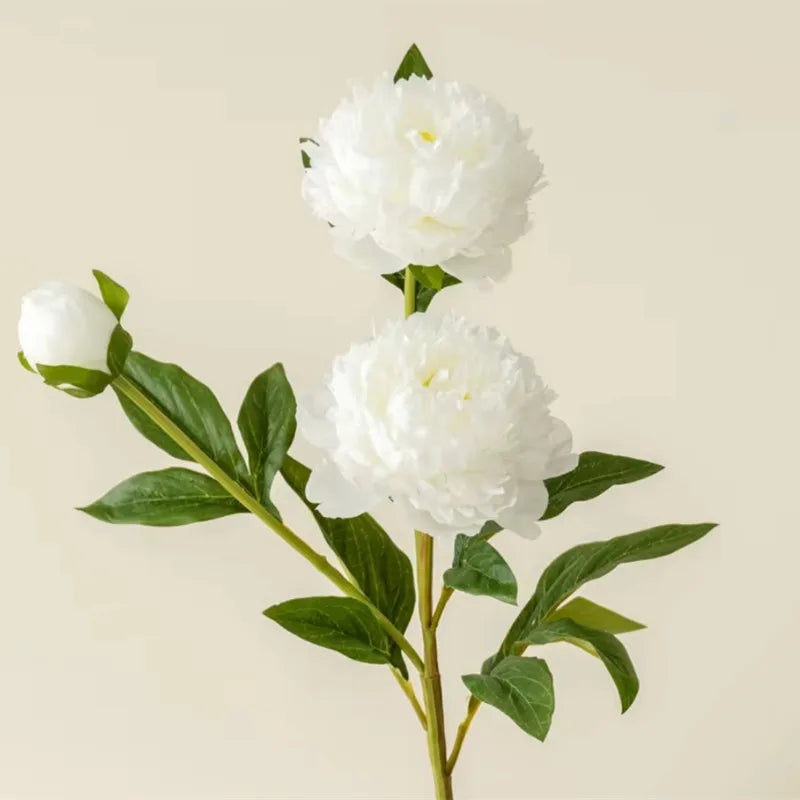 3 Heads Artificial Peony Flower Branch – 75cm Realistic Faux Peony Stem for Wedding Decor, Christmas Table Centerpieces, Home Decoration & Floral Arrangements