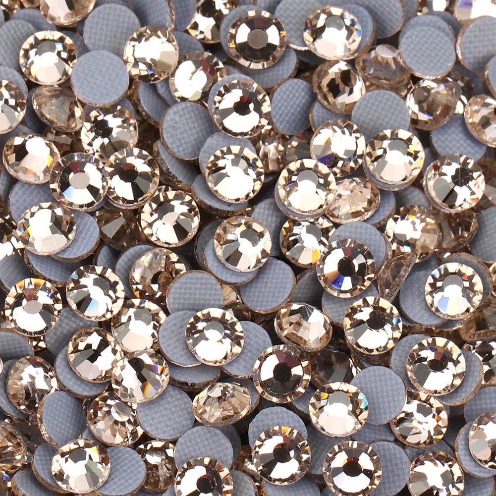 Pedrería Termoadhesiva Blanca Seda Mocca YHB – Cristales Premium de Espalda Plana para Zapatos, Bolsos, Ropa, Joyería y Manualidades DIY