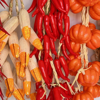 Artificial Foam Vegetable Hanging Decor – Chili Pepper, Garlic & Pumpkin String for Kitchen, Farmhouse, Home & Party Decoration