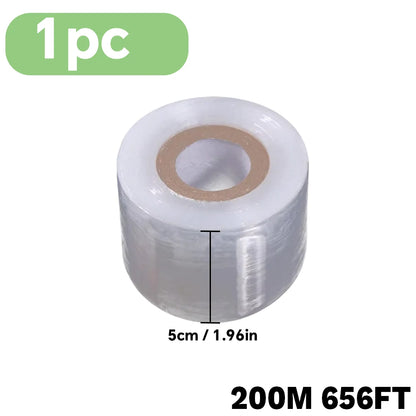 Película de cinta de injerto de PE de 200M – Cinta de injerto autoadhesiva para árboles frutales, plántulas de vivero, vides, tomates, floristería y suministros de jardinería