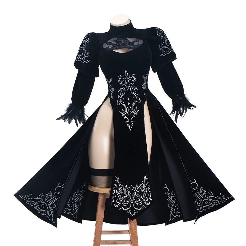 UWOWO 2B Cosplay Costume – Fanart Cheongsam Redesign Outfit (NieR: Automata Inspired, Halloween/Pre-Sale)