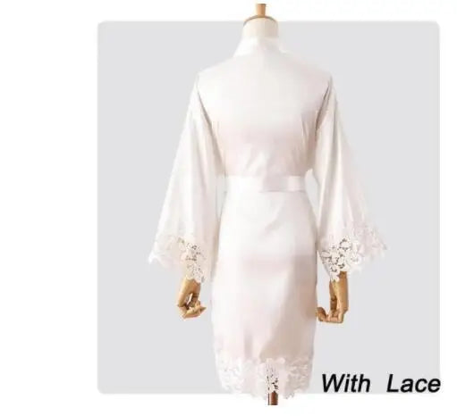 Women’s Summer Lace Kimono Robe – Bride & Bridesmaid Wedding Sleepwear Embroidered Bathrobe Night Dress