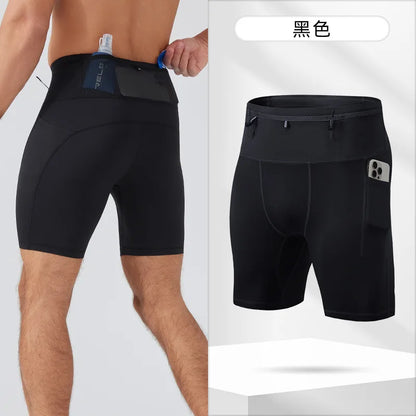 Men's Compression Running Shorts – Multi-Pocket Marathon, Gym & CrossFit Fitness Training Sports Shorts