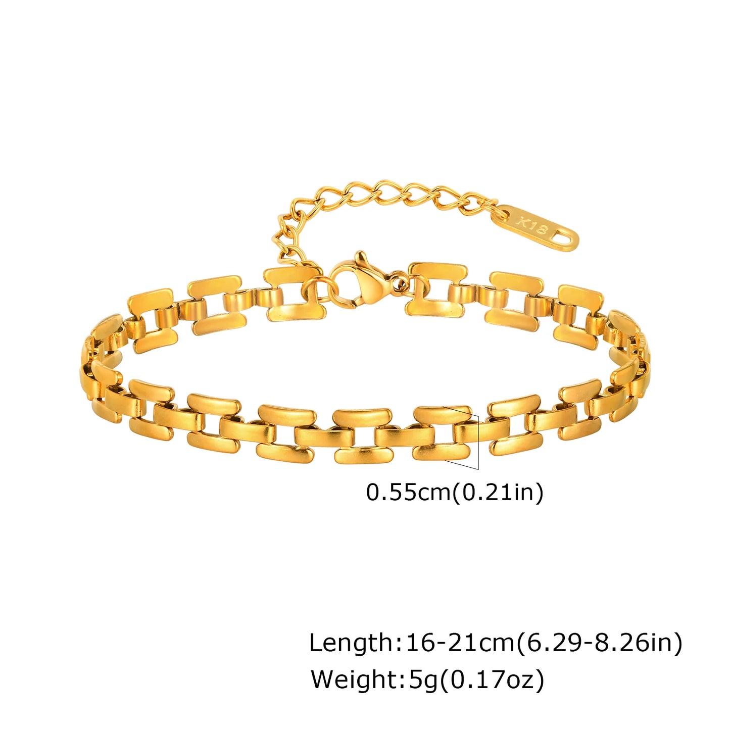 Pulsera de cadena de eslabones gruesos de acero inoxidable – Bañado en oro, pulsera de capas para mujer | Joyería de moda impermeable y de tendencia