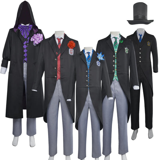 Conjunto de disfraz de cosplay estilo universitario – Traje uniforme completo con frac, chaleco, camisa y pantalones para Halloween, Carnaval, actuaciones teatrales y eventos de rol