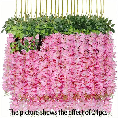 12PCS Artificial Wisteria Vine Flowers – Silk Hanging Trailing Garland for Wedding, Party & Home Decor | DIY Floral Decoration