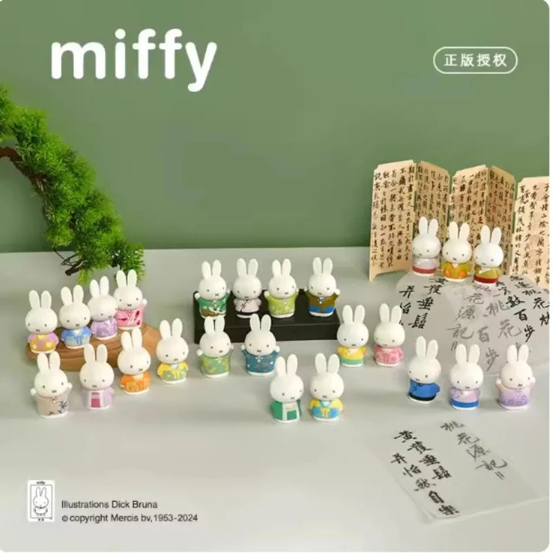 Caja Ciega Original de la Serie Miffy Estilo Antiguo – Minifiguras Lindas de Grano, Adornos Colgantes de Personajes de Anime, Juguetes y Regalos Coleccionables para Festivales