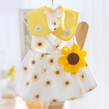 Cute Dog Princess Dress Bow Lace Mesh Summer Pet Skirt for Poodle, Chihuahua, Puppies & Small Dogs