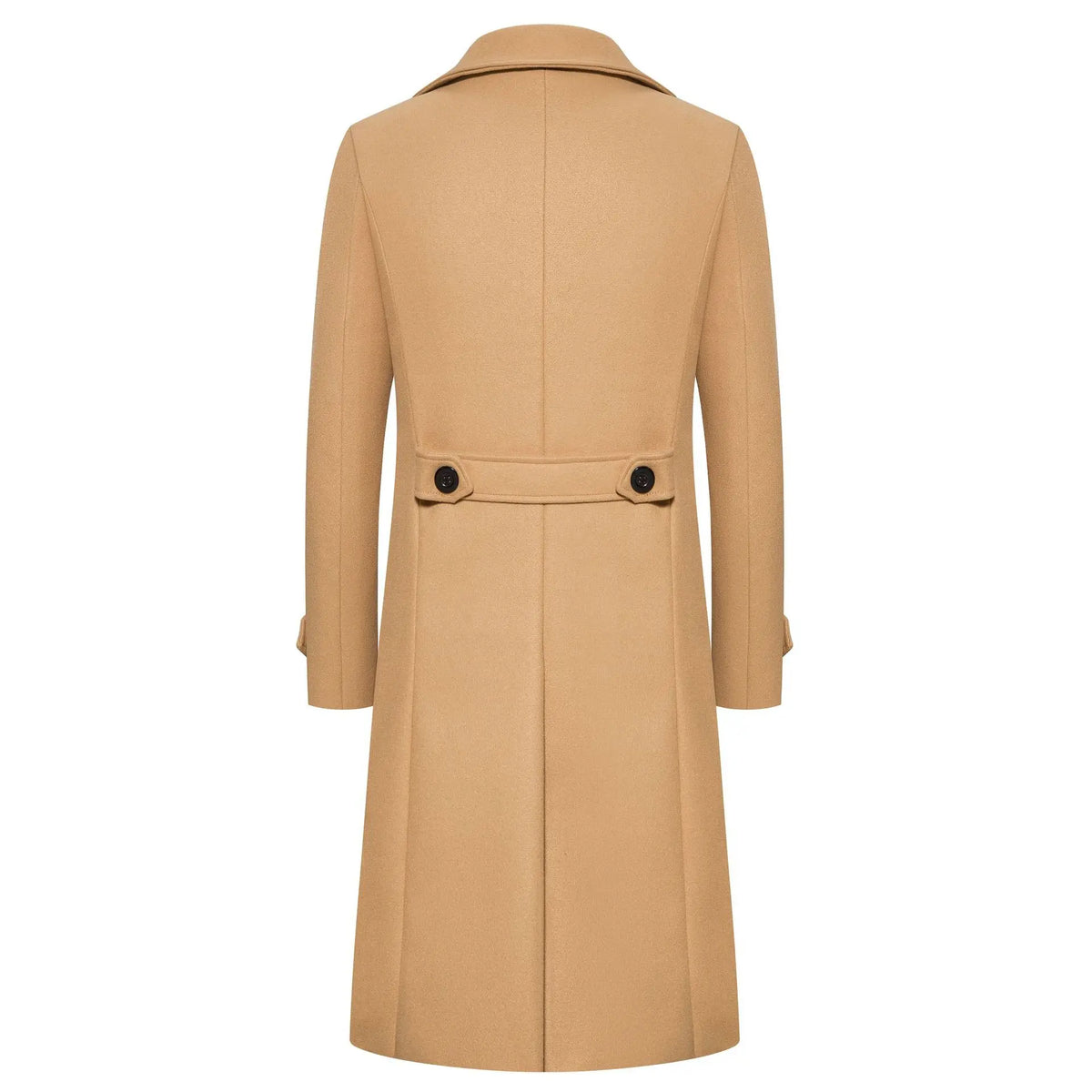Men’s Long Woolen Trench Coat – Double-Breasted Slim-Fit Overcoat with Turn-Down Collar, Fashionable Spring & Autumn Outerwear