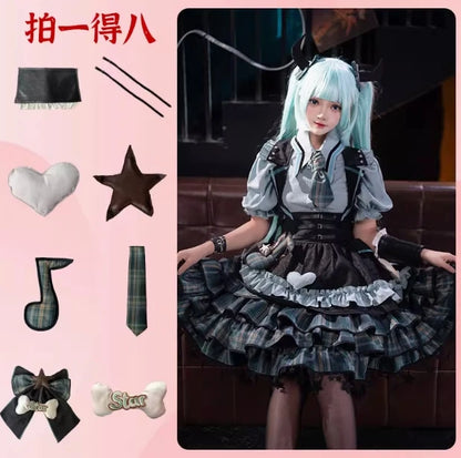 Virtual Singer Miku Cosplay Dress – Kawaii Lolita Performance Outfit (Female Halloween Complete Costume Set)