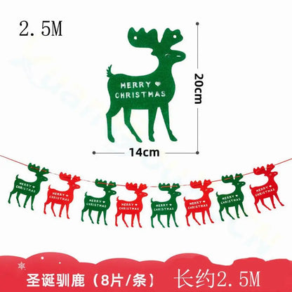 Felt Merry Christmas Banner – Santa Claus Xmas Flag Decoration for Home, Noel Holiday Party & New Year Decor