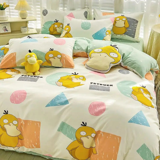 Juego de cama Pokémon – Funda nórdica de dibujos animados de Pikachu para niños (tamaño individual/doble/king)