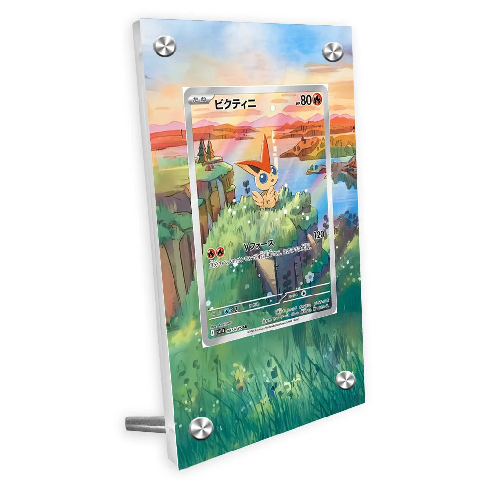 Estuche de exhibición de cartas acrílico Pokémon – Reshiram, Mewtwo, Zekrom, Charizard y soporte protector de cartas de personajes