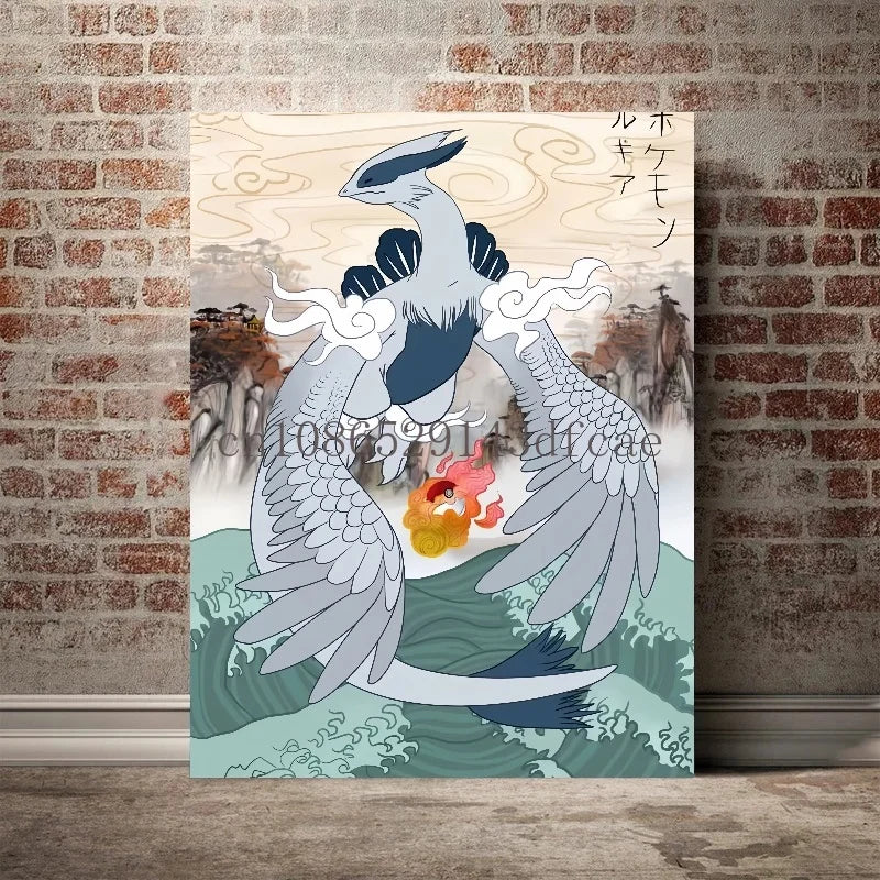 Pokémon Empoleon – Toile Murale – Affiche d'Anime Moderne pour Salon, Chambre, Salle de Jeux et Décoration Intérieure