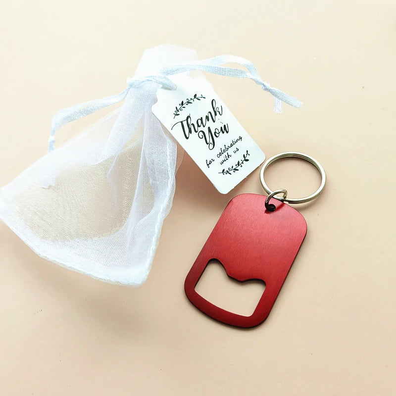 50–100PCS Personalized Engraved Keychain Bottle Openers – Custom Wedding Favors & Guest Gifts with Card for Weddings, Baptisms & Parties
