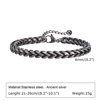 Vintage Byzantine Chain Bracelet – Stainless Steel Braided Link Wristband for Men & Boys | Retro Fashion Jewelry Gift for Father