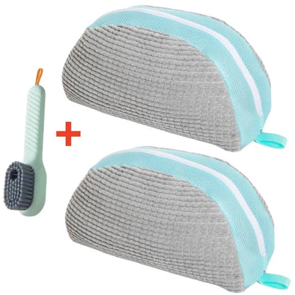 Shoe Washing Machine Bag with Cleaning Brush Set - Durable Reusable Laundry Bag for Sneakers, Running Shoes & Delicates (1, 2 or 4 Pack)