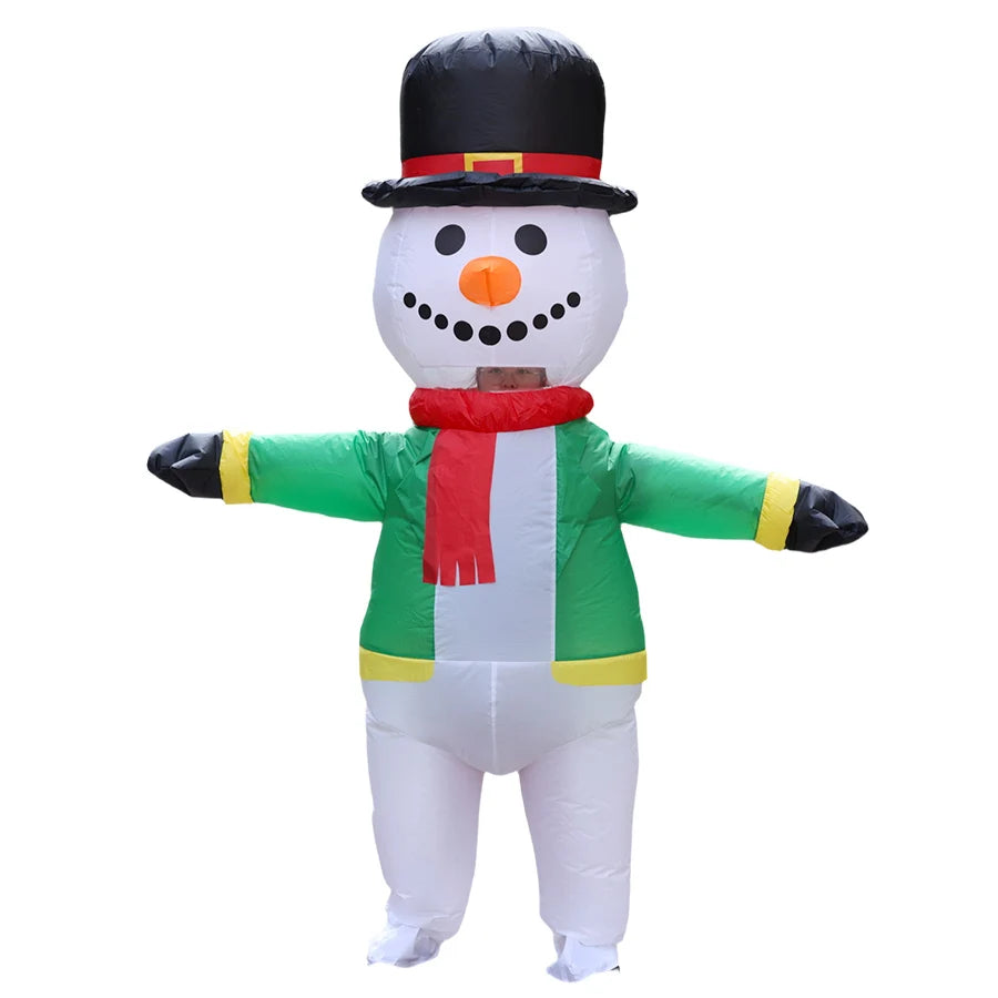Adult Inflatable Snowman Costume Cartoon Snow Baby Cosplay Outfit for Halloween, Christmas, Holiday Dress-Up Parties and Festive Events
